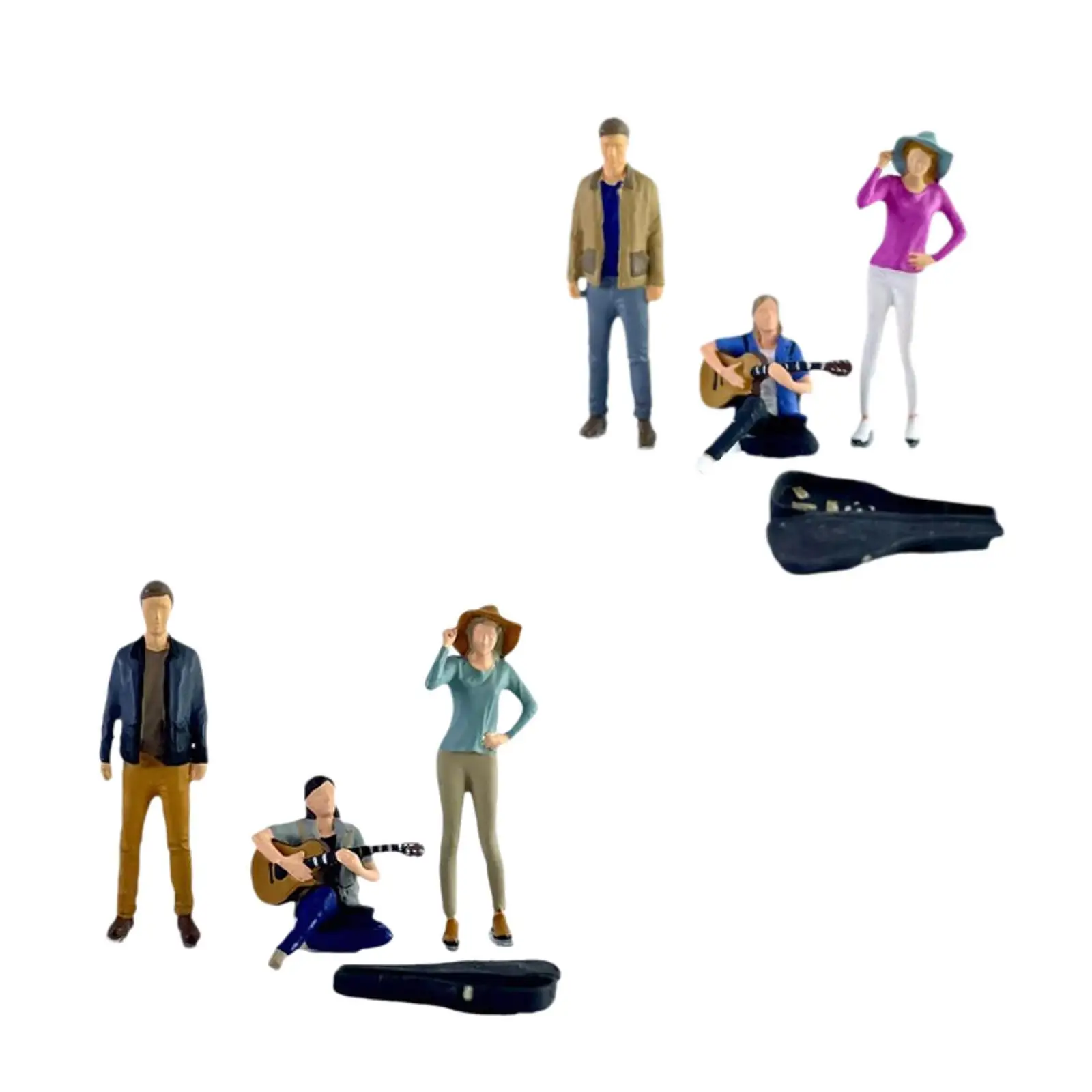 3 個の樹脂製 1/64 人物フィギュア、ミニギターケース付き、ミニギタリストフィギュア、デスク装飾、風景写真小道具装飾用