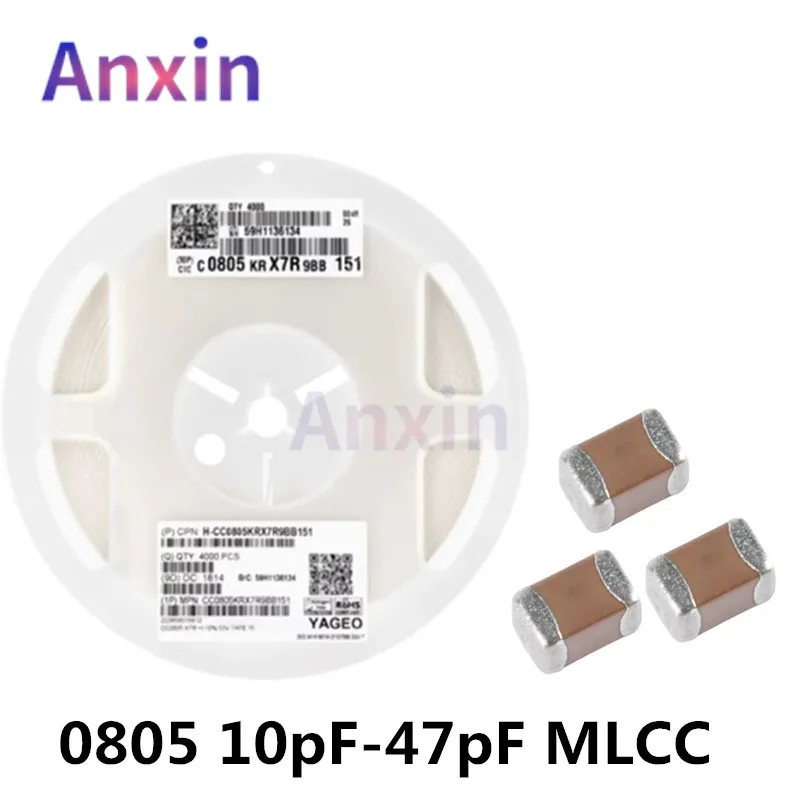 

4000PCS 0805 10pF 12pF 15pF 18pF 20pF 22pF 24pF 27pF 30pF 33pF 36pF 39pF 43pF 47pF 50V C0G 5% 2012 SMD Ceramic Capacitor MLCC