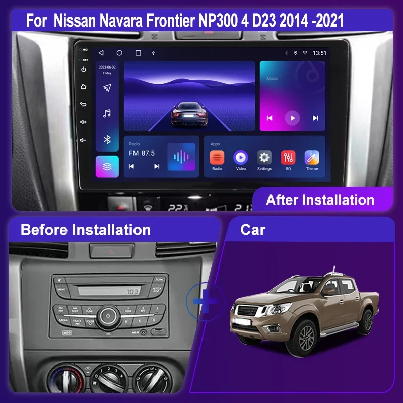 Car Radio Multimedia Video Player Navigation Car Stereo For Nissan Navara Frontier NP300 4 D23 2014-2021 Android 12 Carplay 2Din