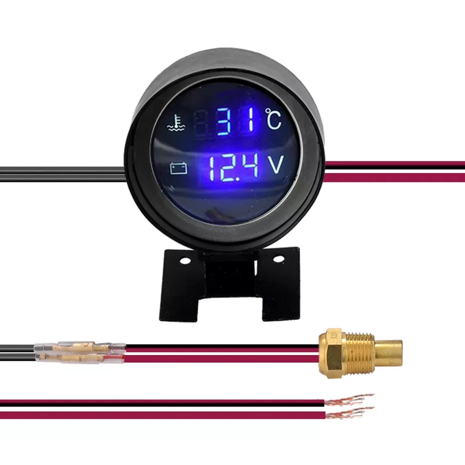 

12V 24V Universal Car Water Temp Voltage Dual Gauge Clear Display Accurate Measurement Automotive Voltmeter Thermometer