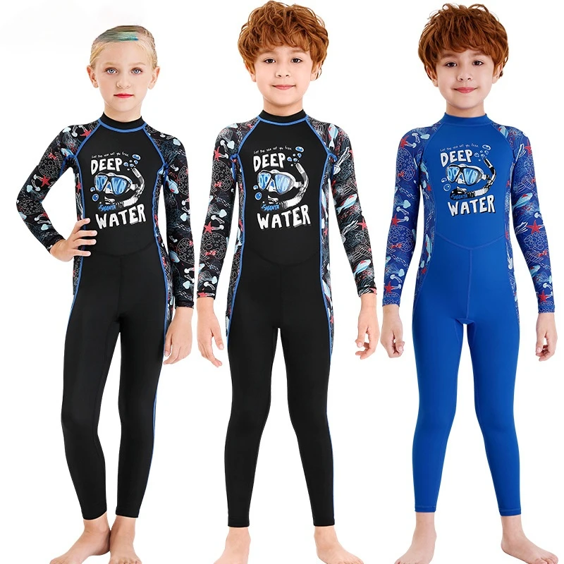 Kids Full Body Swimsuit Rash Guard One Piece Long Sleeve Long Leg Swimwear with UV Sun Protection UPF50+ for Surfing Snorkeling