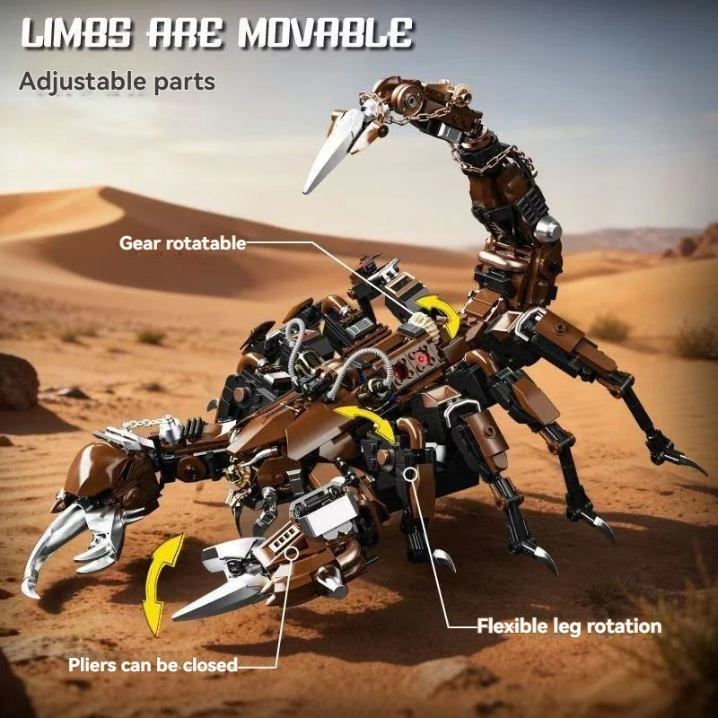 

New Arrival Mechanical Scorpion Building Blocks, MOC Creative Desert Creature Robot Bricks, STEM Assembly Puzzle Toys for Childr
