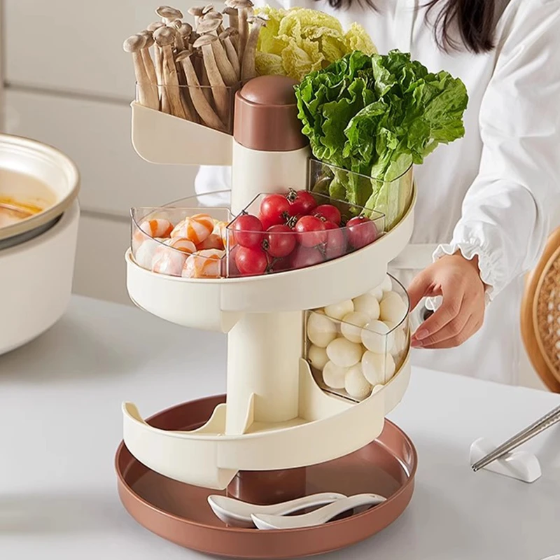 

Slide rotating hot pot side dish creative grid storage vegetable platter