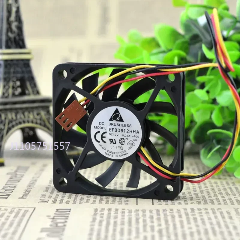 Delta 6cm 6010 12V 0.25A EFB0612HHA fan for ultra-thin design and high airflow double ball bearing