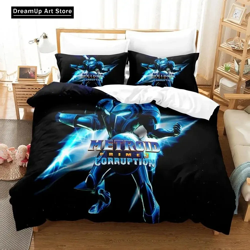 3D Print Fashion Metroid Prime Corruption Bedding Set Boys Girls Twin Queen Full Size Duvet Cover Pillowcase Bed Adult Bedroom