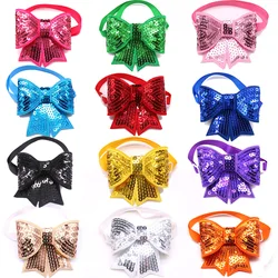 50pcs Christmas Dog Accessories Shining Pet Dog Bow Tie Adjustable Christmas Dog Cat Bowties for Small&Medium Pet  Accessories