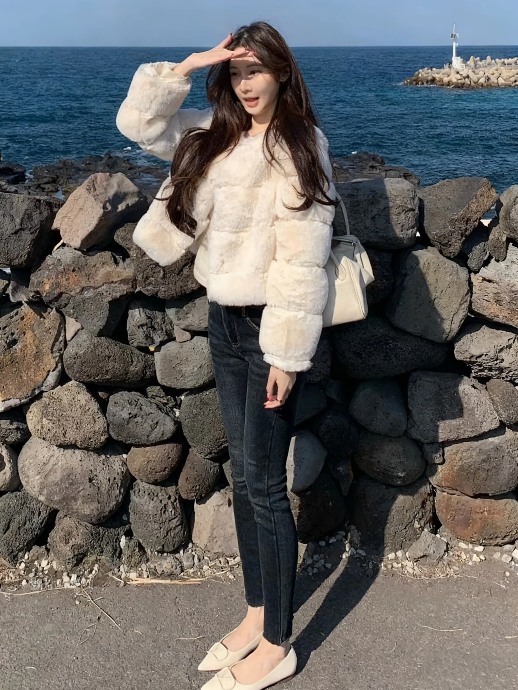 

Slim Fit Fce Lined High Waist Nine Inch Jeans Women's plus Size Elastic Waed out Sle Versatile Cotton Stretch Denim