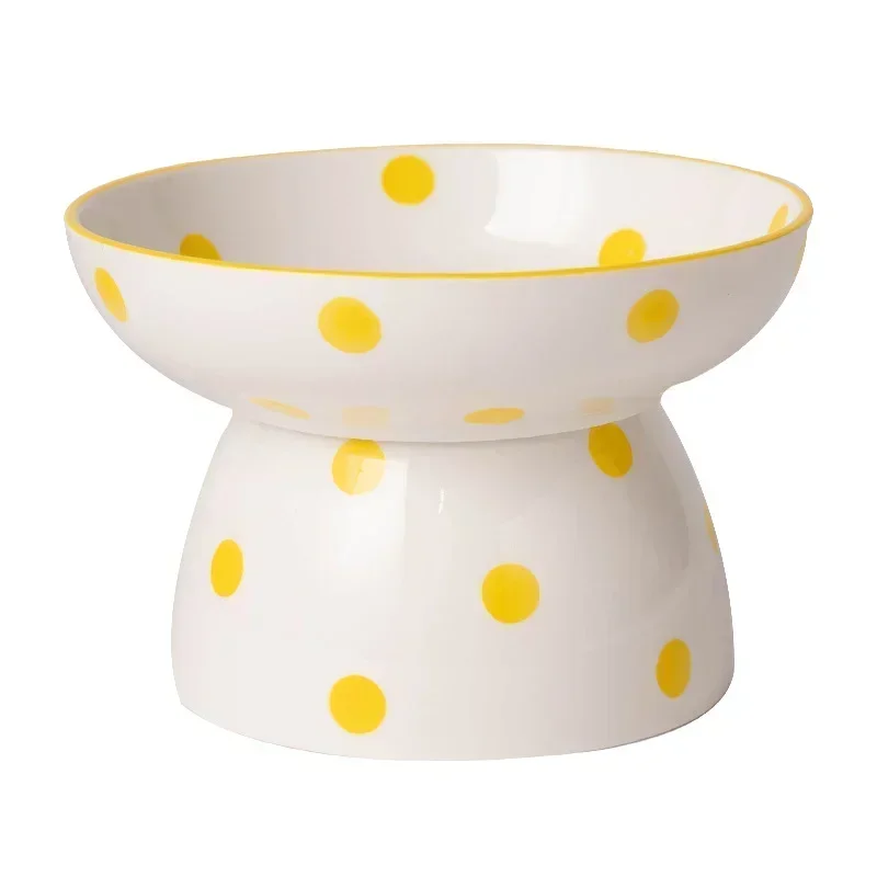 Ceramic Pet Bowl for Dogs Cat Food and Water Feeder Dots Shape Anti-Overturning Tilting Cat Bowl Food Dish Pet Supplies