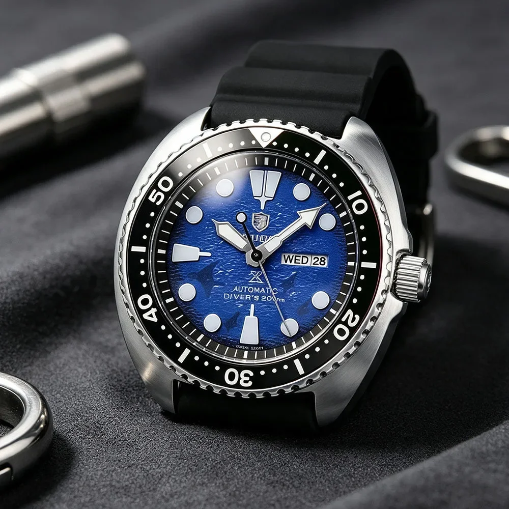Two-Color Rotating Playable Ring Steel Belt RUDA Quartz Watch Double Calendar Devil Fish Watch Men's Business Watch