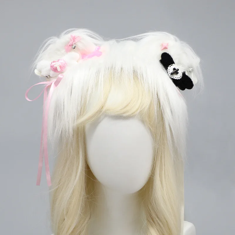 Anime Handmade Plush Headdress Cute Girl Accessories Cosplay Y2K Sub-culture Simulation Beast Ear Hair Hoop