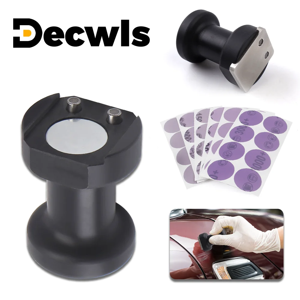 Paint Scraper Handle, Magnetic Handle For Car Scrapers, Car Sanding Tool, Paint Scratch Repair Tool, With 6 Grit Sandpaper Sizes