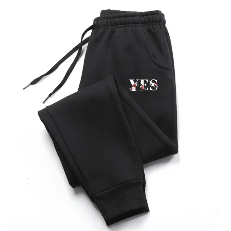 

2024 Autumn Men Sweatpants YES Letter Print Soft Warm Jogging Gym Versatile Tracksuit Trousers Harajuku Fleece Casual Pants Y2k