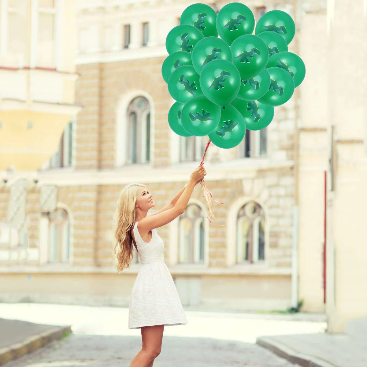 

10pcs 12Inch Colorful Dinosaur Printed Latex Balloons Reusable Party Decorations Birthday Wedding Carnival Baby Shower Green
