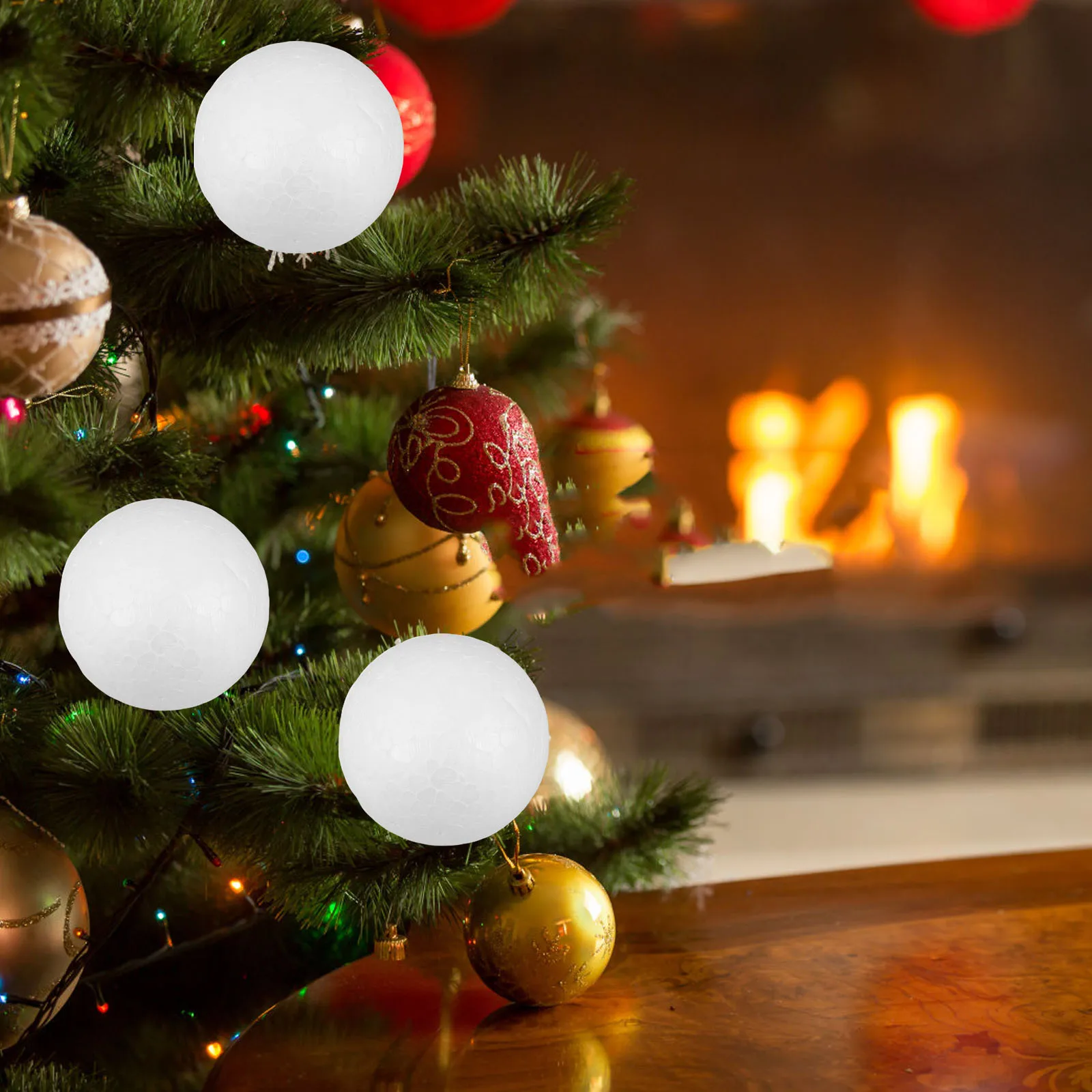 

10pcs Christmas Craft Balls Polystyrene Foam Ornaments White 4cm Diameter Solid Spheres DIY Molecular Model