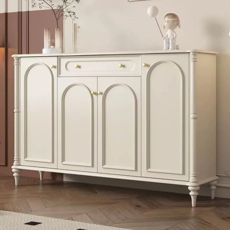 

French solid wood shoe cabinet household door porch cabinet American medieval cream style simple modern storage cabinet locker