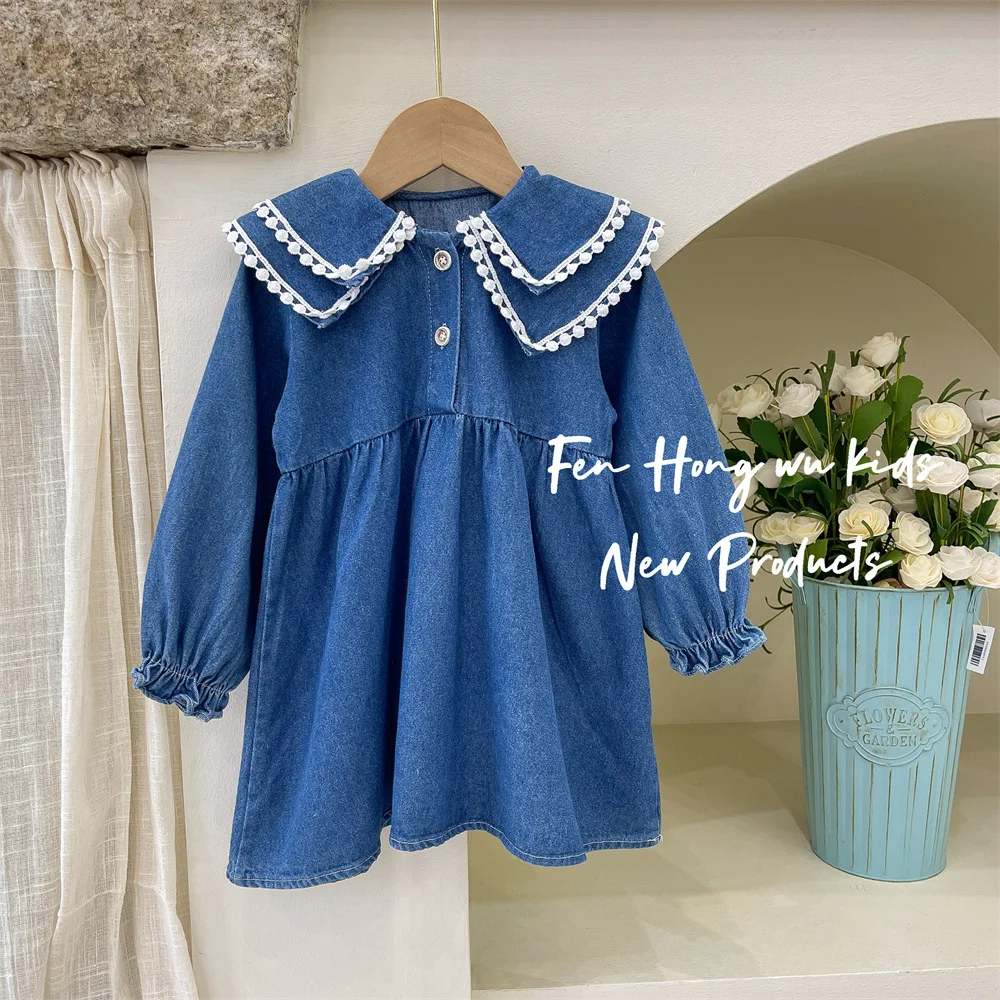 

Girls Spring and Autumn Denim Dress 12M-6Y Baby Fashion Clothes Children's Dress