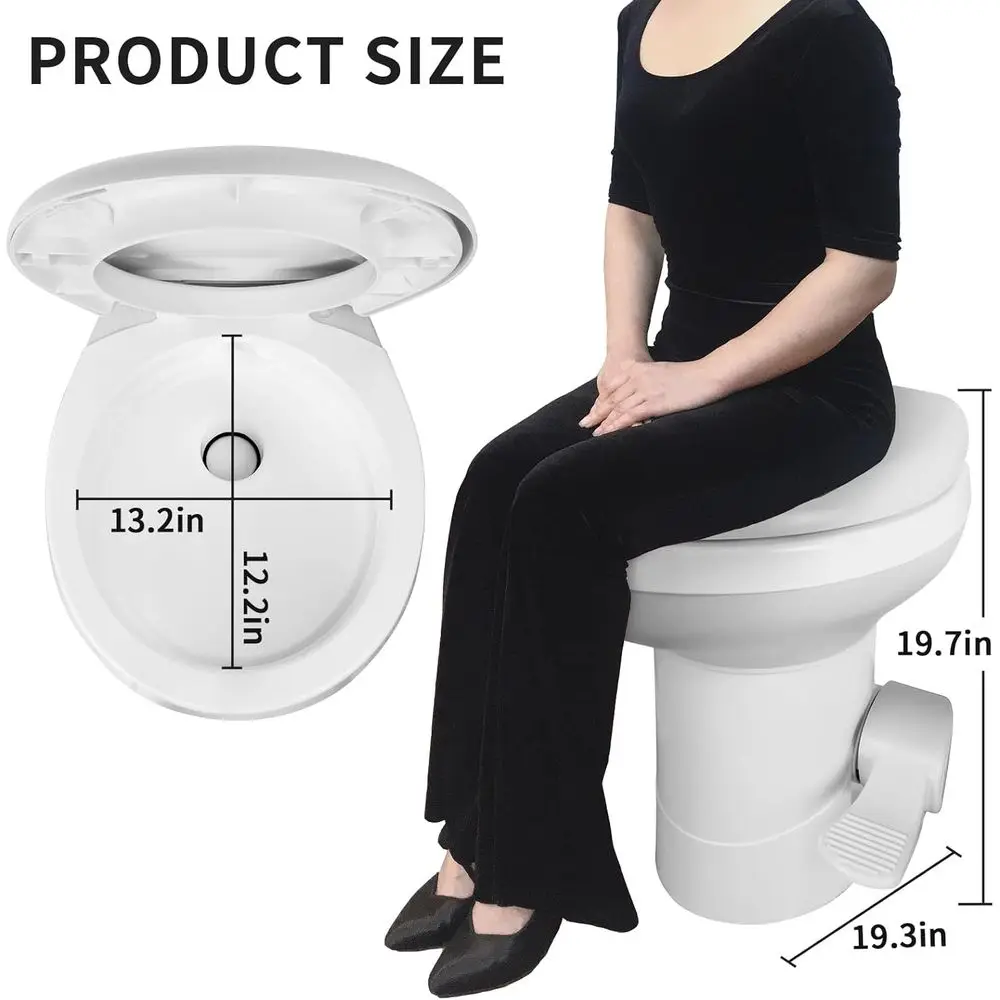 2026 New RV & Motorhome Toilet - Upgraded Pedal Flush, Gravity Flush with T-Style Outlets & Flange | Slow-Close Seat Cover view 5