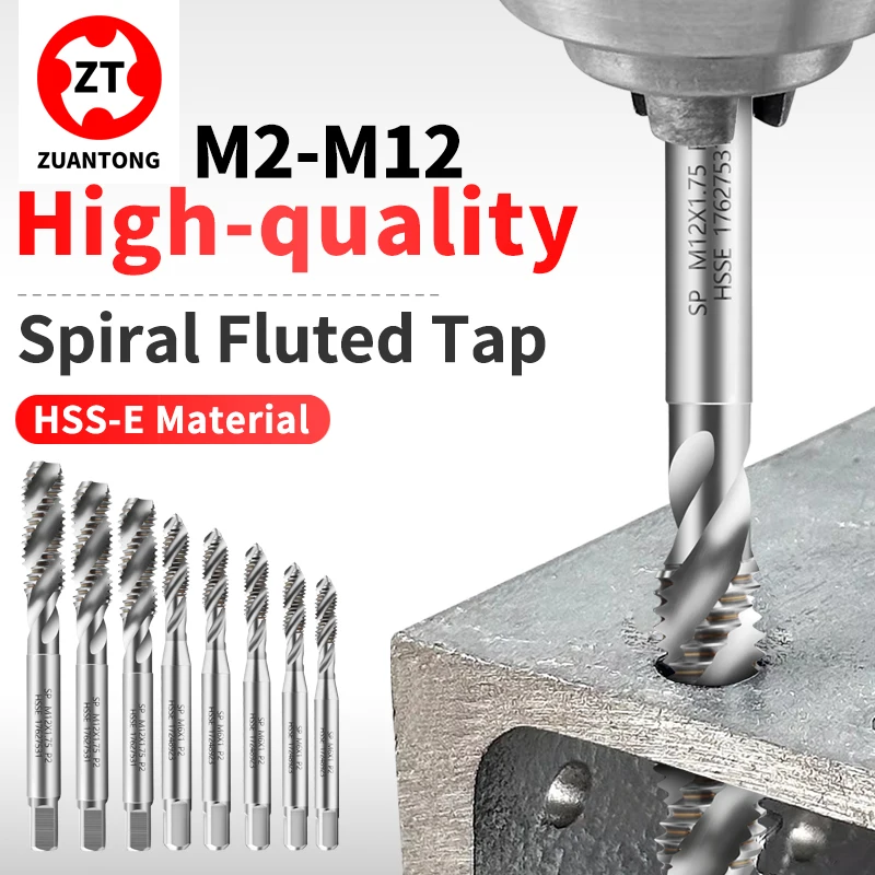 

ZUANTONG 1SET HSSE-M35 M2-M12 Spiral Fluted Tap White/TC50/TIN/TICN Coating Screw Thread Tap 1SET=8PCS：M2 M3 M4 M5 M6 M8 M10 M12