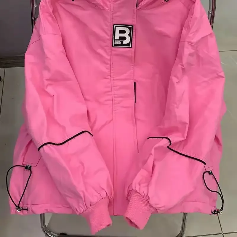 Chaqueta cortavientos con capucha para mujer, ropa deportiva, abrigos de gran tamaño, moda coreana, cárdigan de manga larga, Tops de primavera y