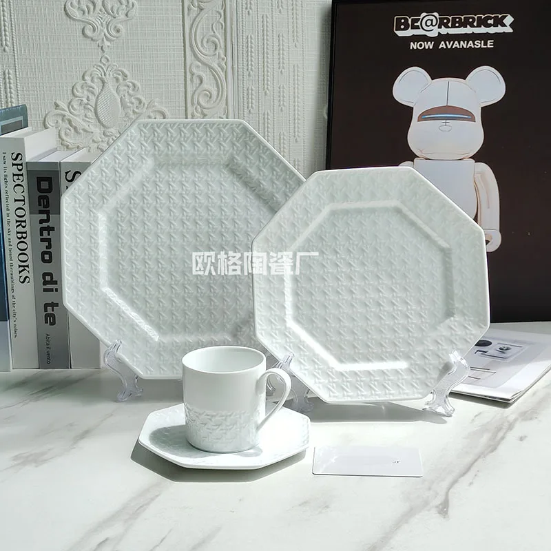 

Light Luxury Minimalist Tableware Set Western Plate Cup Saucer Bowl Spoon Soup Plate for Home Use Housewarming and Holiday