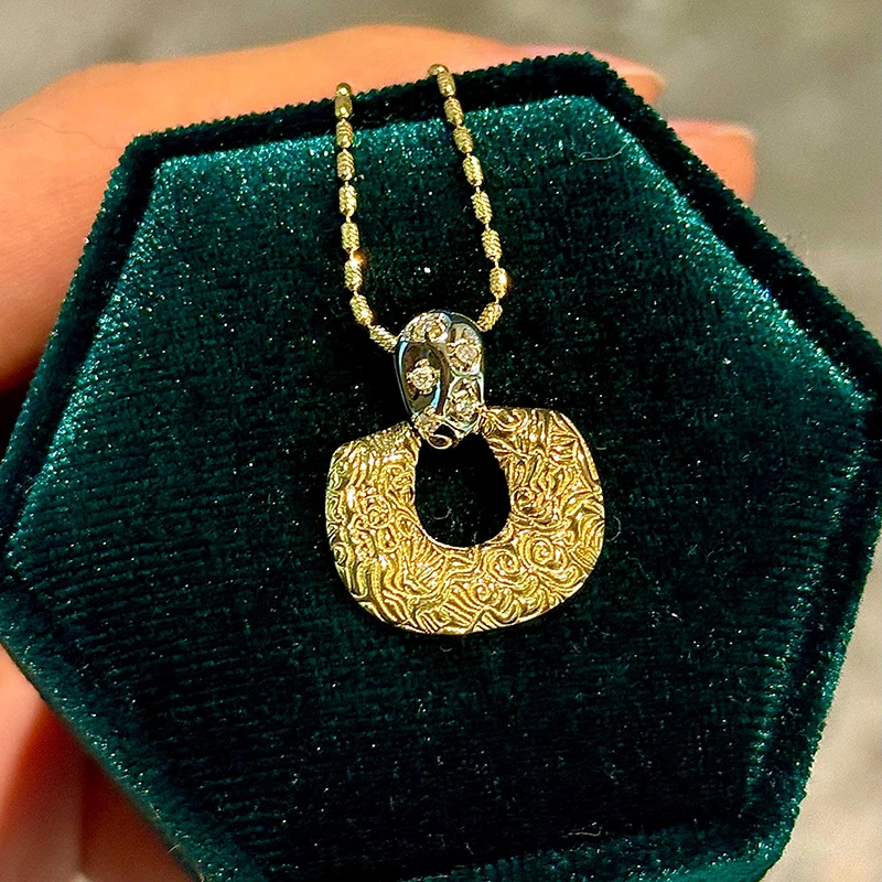 Aazuo Luxury Jewelry 18K Yellow Solid Gold Real Natrual Diamond Square Shape Only Pendent Without Chain For Women Senior Banquet