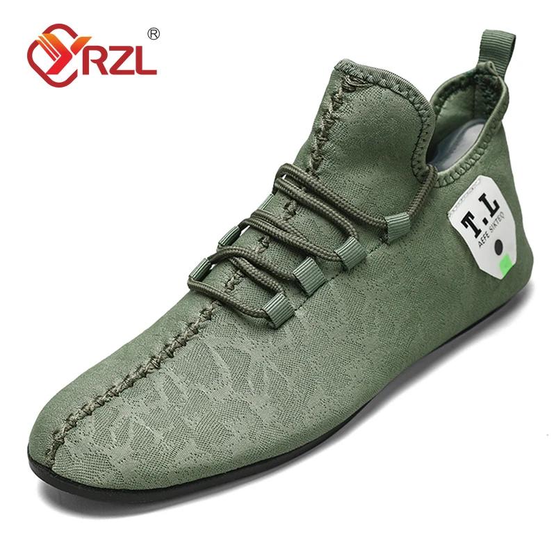 

YRZL Men's Shoes Lightweight Fashion Man 2024 New High Quality Lace Up Comfortable Flat Outdoors Breathable Casual Walking Shoes