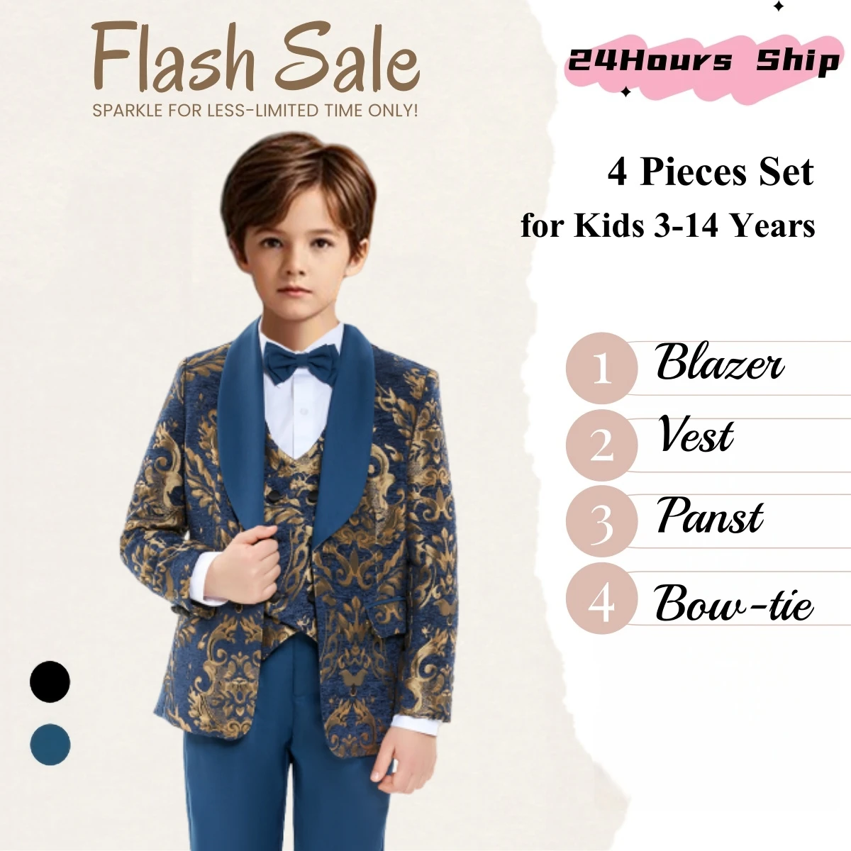 

Formal Suit Set for Boys 3-14 Years - Back to School Formal Tuxedo Pants Set - Children Wedding Guest Suits In Stock