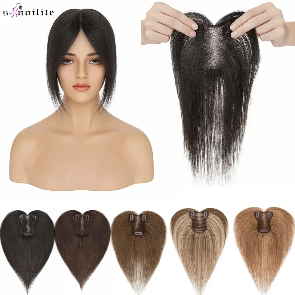 

Hair Toppers for Women Real Human Hair 360° Clips in No Bangs Full Hand-tied Hair Toppers Hand-woven Natural Wiglet Hairpieces