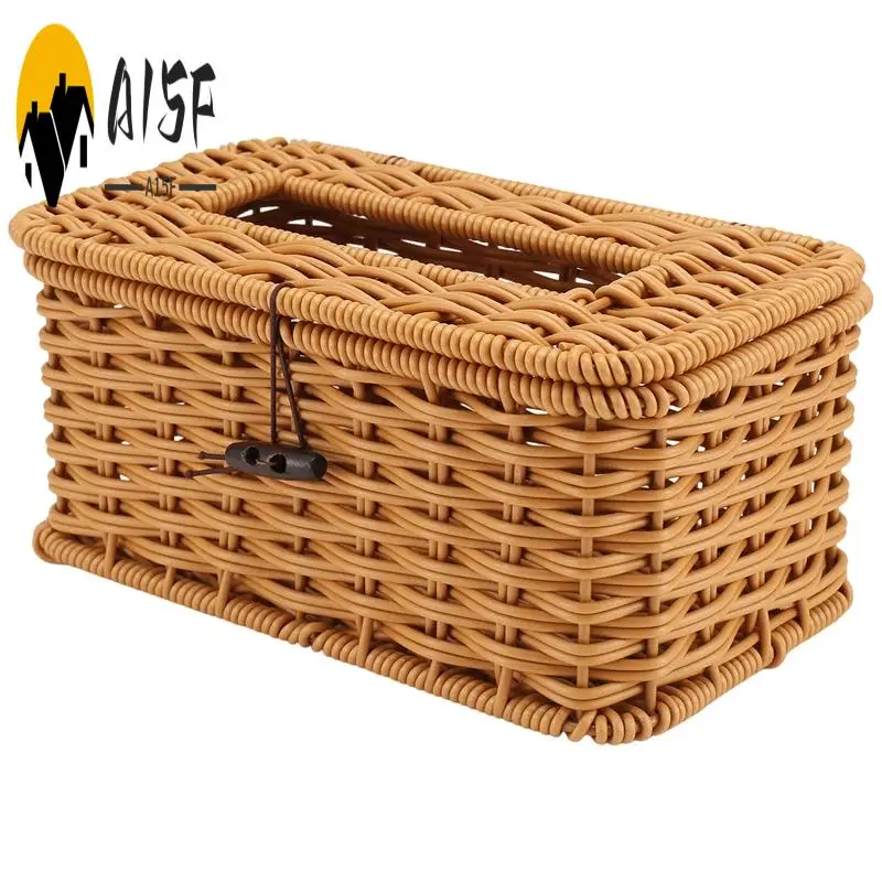 

A15F-прямоугольная крышка коробки для салфеток из ротанга-декоративный тканый держатель в стиле бохо, винтажный диспенсер для салфеток в фермерском доме для дома