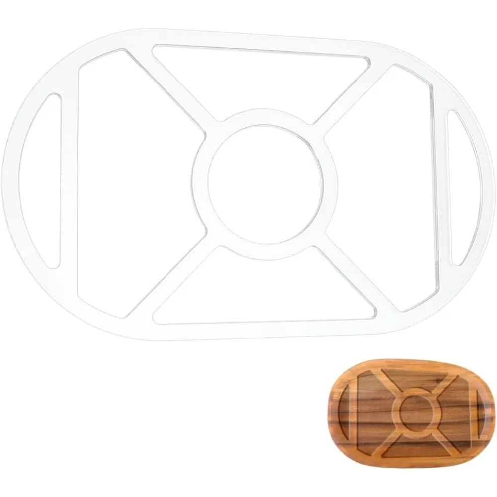 7 Pocket Tray Router Template Oval Acrylic Woodworking Router Inlay with Film for Creating Projects 14.8x8.8inch 6.5mm Thick