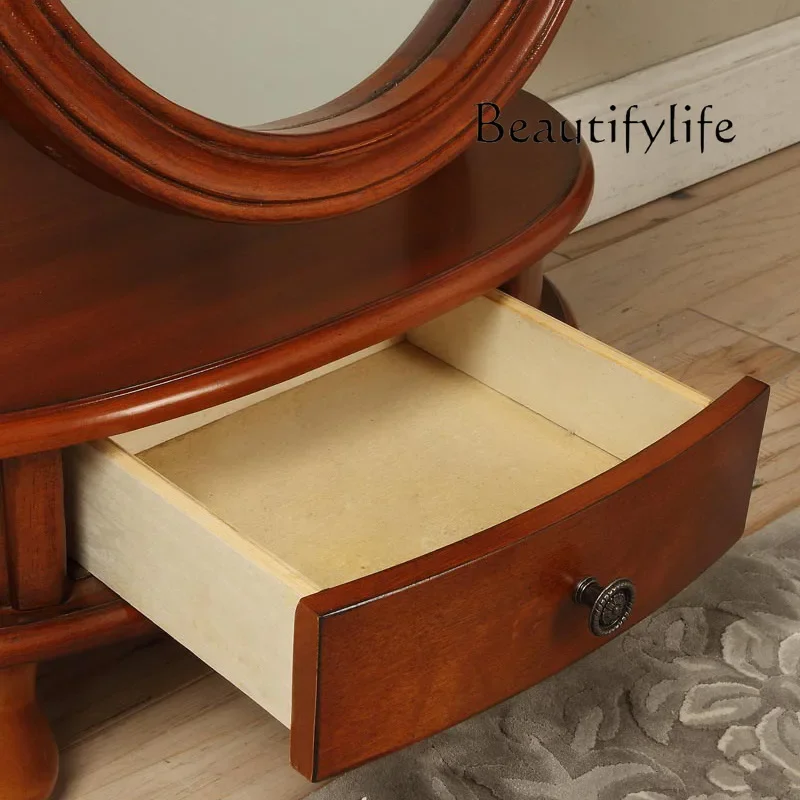 

home bedroom dressing European retro rotatable living room makeup entrance mirror American solid wood full-body floor-to-ceiling