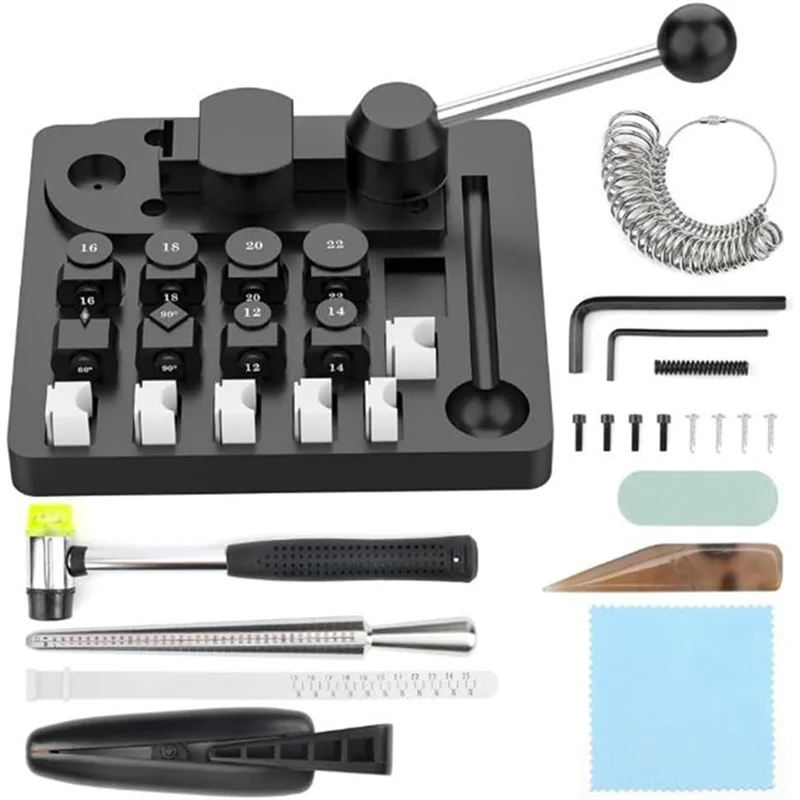 

AT43-Adjustable Die Included Heavy Duty Metal Wire Bending Jig Set For DIY Ring Making, Dy Jewelry Spoon Bending Tool
