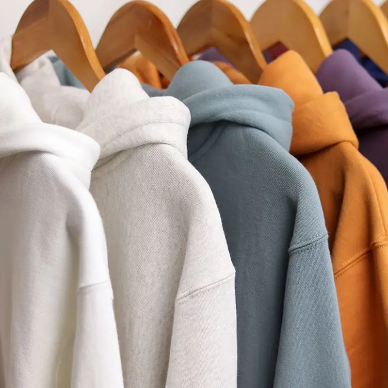 Classic solid hoodie, pure cotton 460g, autumn winter basic multi-color long sleeved through for men and women