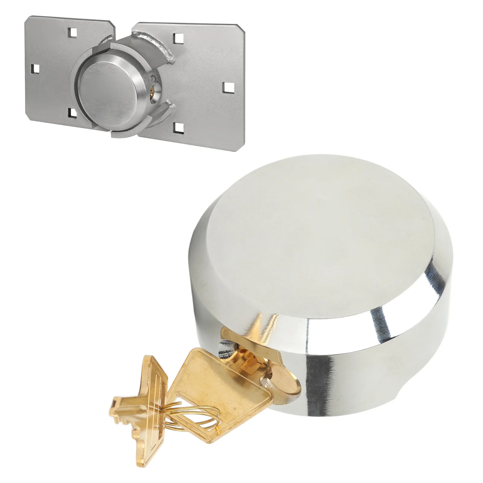 Hidden Shackle Padlocks High Security Prying Resistant Trailer Door Puck Lock with 2 Keys for Warehouses Containers Puck Lock