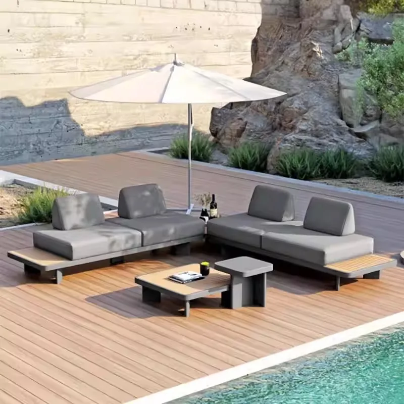 Nordic Leisure Outdoor Sofas Living Room Teak Relax Advanced Personality Garden Sofas Fashion Accent Furniture Sillas Lshysf