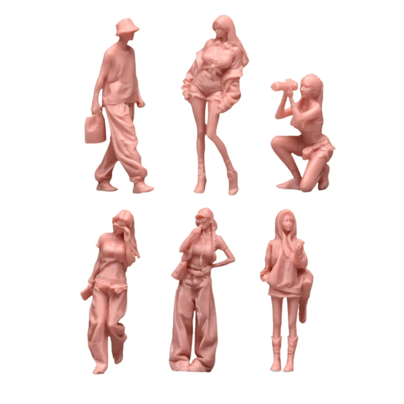 Figuras em escala 1/64, adereços para cenários, layout realista de ferromodelismo, figuras pintadas à mão, decoração de mesa, modelos de personagens, diorama