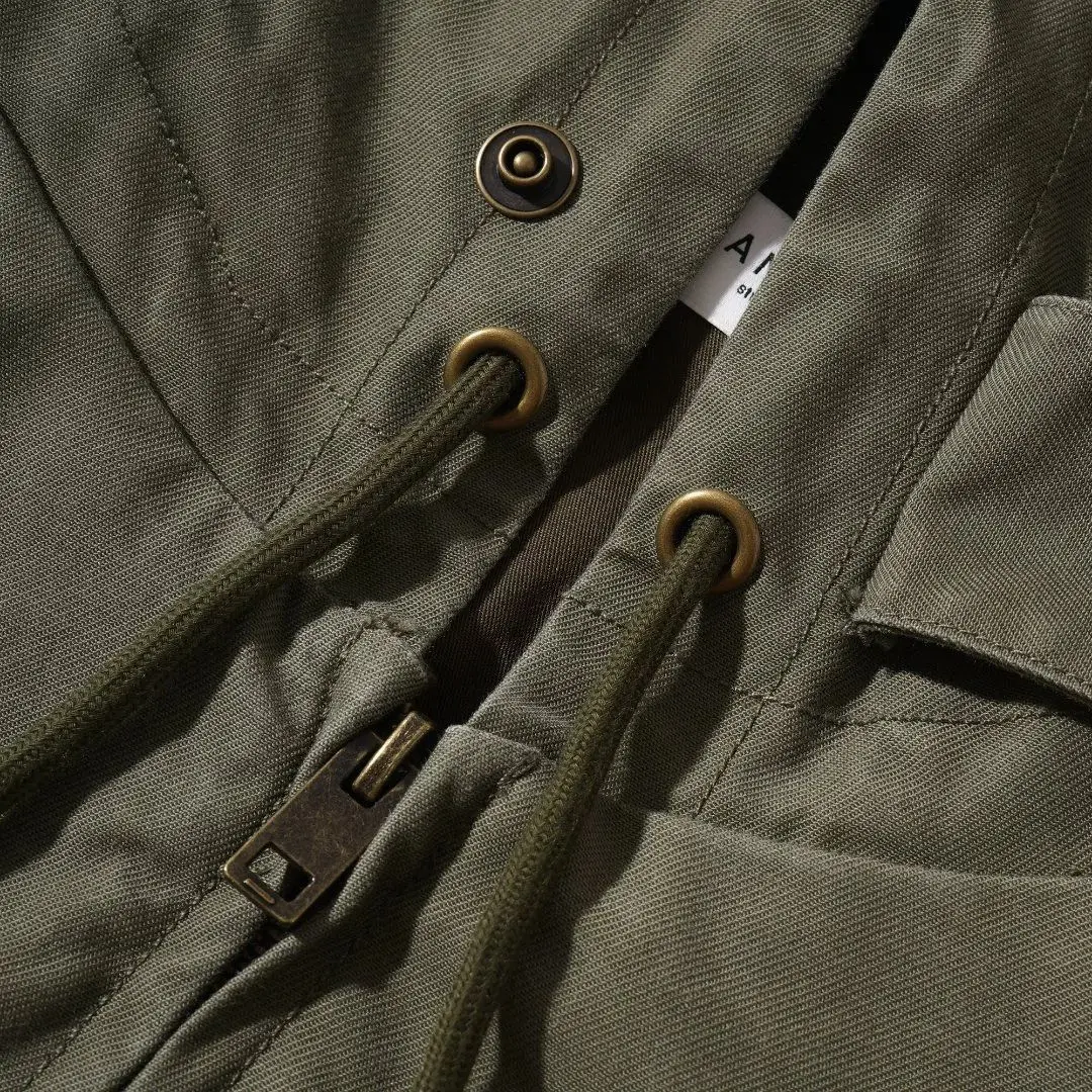 ANEWSTUDIO American-style retro Ami flannel distressed multi-pocket workman's jacket for hunting or military use with embroidery