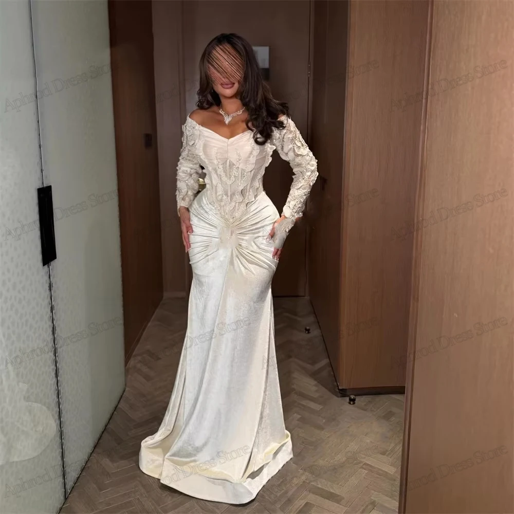 

Glamorous Wedding Dresses Vintage Bridal Gowns 3D Appliques Full Sleeves Robes For Women Elegant Customized Vestidos De Novia