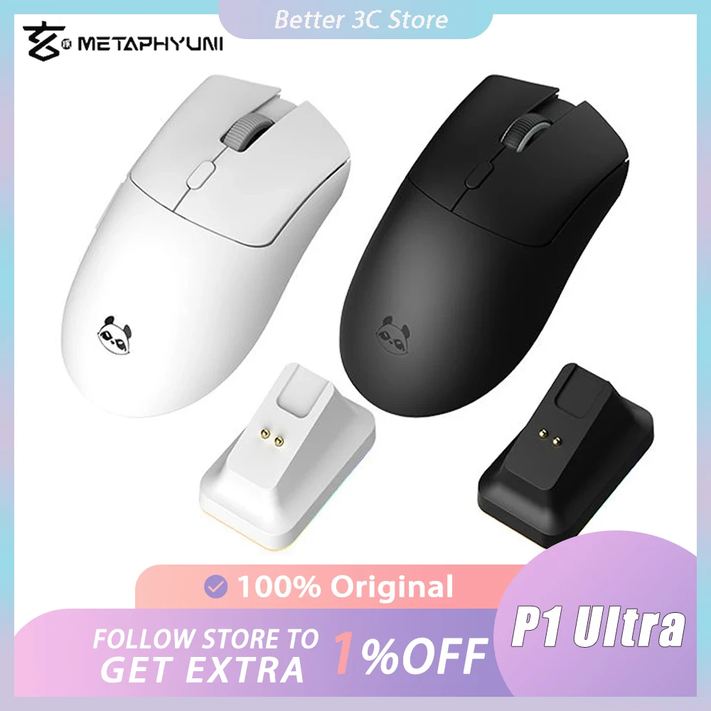 

METAPHYUNI Metapanda P1 UItra Wireless Mouse Tri Mode 4k Low Latency PAW3395 Sensor Gaming Mouse Lightweight E-Sports Pc Gamer