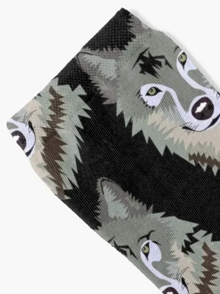 Happy Grey Wolf Socks loose warm winter japanese fashion Climbing Women Socks Men's