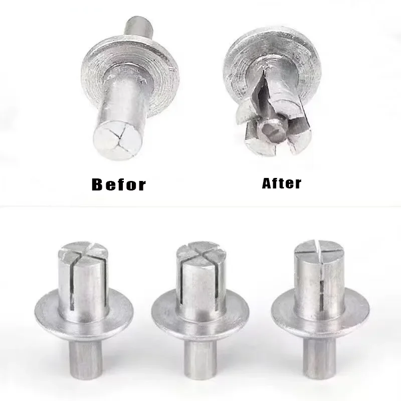 30/50/100pcs Aluminum Expansion Rivets Hammer Drive Piercing Rivets with Stainless Steel Rod for Fastening