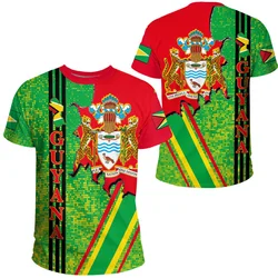 Guyana Flag 3D Printed T-Shirt For Men Gym Sportswear Tee Shirts Round Neck Short Sleeves Summer Casual Street Loose T Shirt