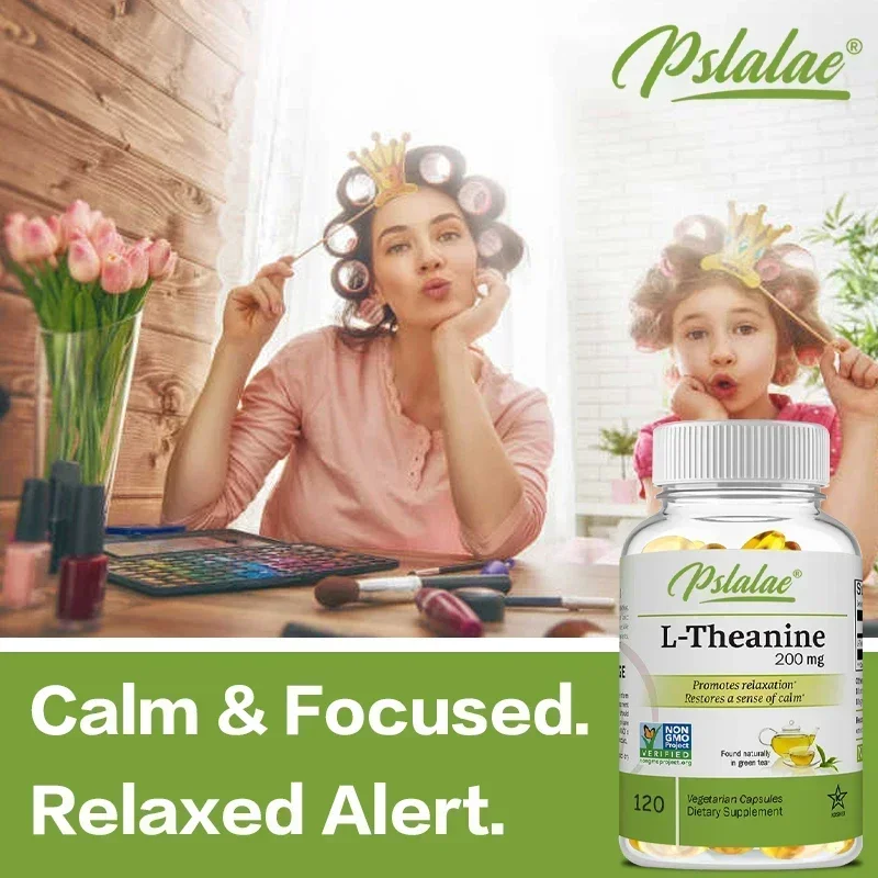 L-Theanine Capsules - Dietary Supplement To Relieve Stress, Support Healthy Mood and Improve Concentration