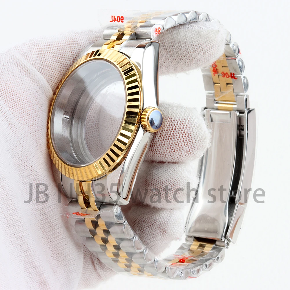 Rose Gold/Gold 36mm/39mm Watch Case 20mm Jubilee Strap Stainless Steel Bracelet for Datejust NH35 NH36 Movment 28.5mm Dial