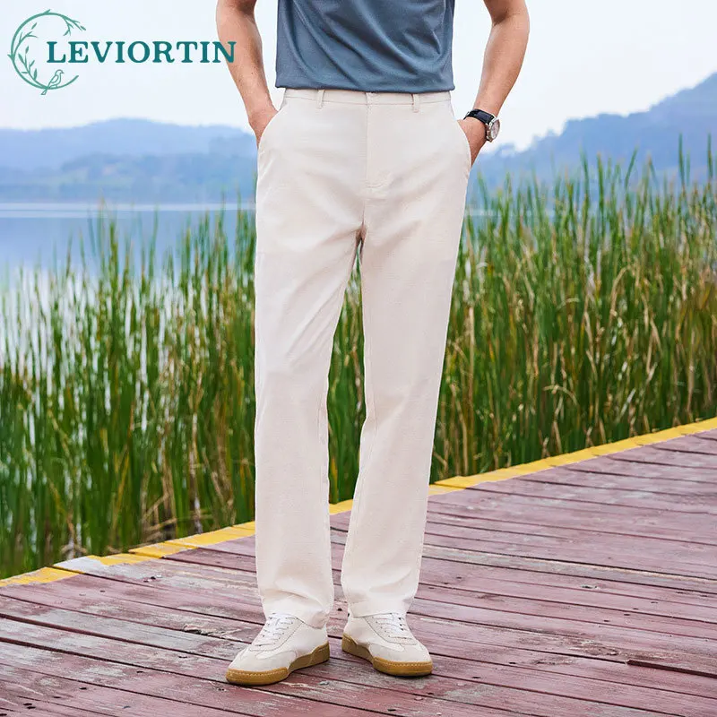 

Мужские летние повседневные брюки прямого кроя, лиоцелл, тенсель, лен, дышащие, влагоотводящие, легкие, охлаждающие, удобные уличные брюки