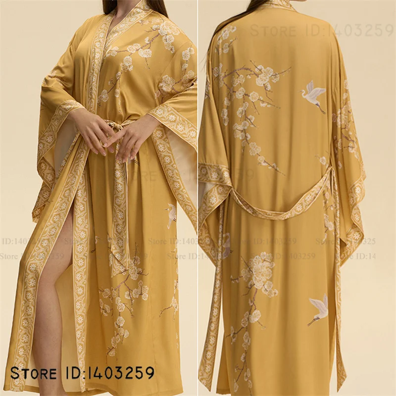 

ПЛЮС РАЗМЕР Длинный халат с цветочным принтом, ночная рубашка, женский халат, домашняя одежда, атласная одежда для сна, пляжное кимоно, платье, кардиган, бикини, халат