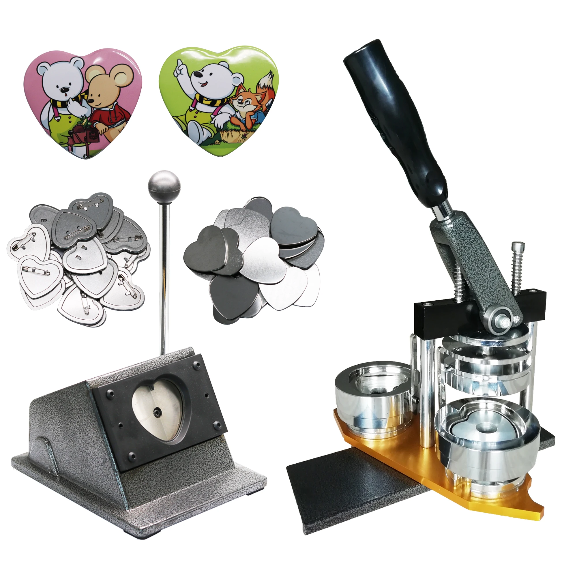 

Heart Shape 57*53mm Button Making Machines Kit with 1 Paper Cutter and 100sets Materials