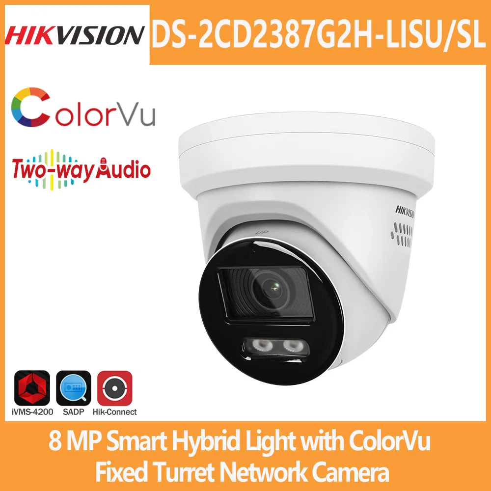 Hikvision 8MP IP-Kamera DS-2CD2387G2H-LISU/SL Smart Hybrid Light mit ColorVu Turret, integriertem 2-Wege-Audio und Alarmfunktion