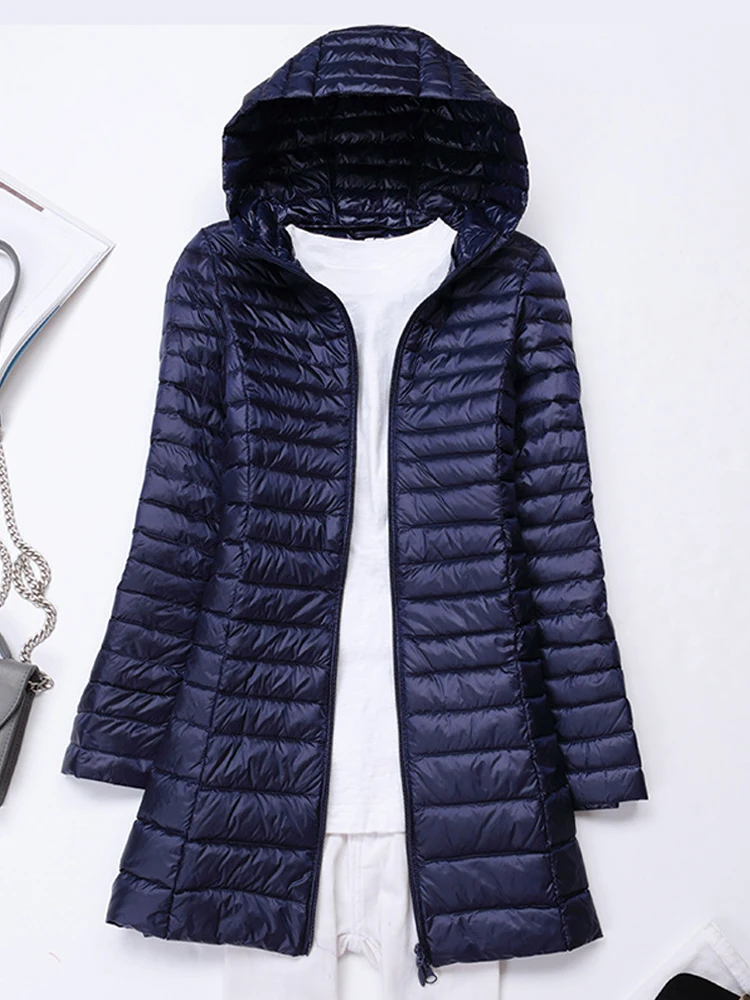 0-10℃ Korean Style Women Ultralight Down Jackets Autumn Winter Hooded Slim Feather Coats Female Puffer Parkas Ladies Overcoat