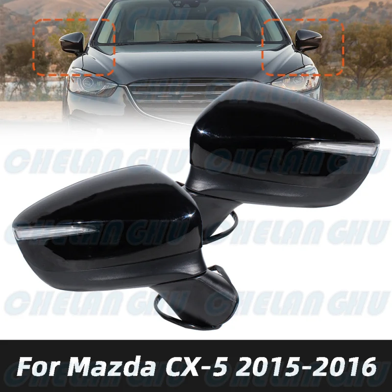 

For Mazda CX-5 2015 2016 US Version 1 Pair 6 Pins Black Painted Mirror Assembly MA1320208 MA1321208 With Heated Turn Light